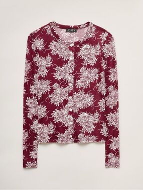 J.Crew Stretch lyocell-blend cardigan sweater shirt pineapple garden print CV173